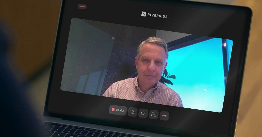 Gideon Grunfeld, founder of Rainmaking for Lawyers, appearing on a laptop screen during a video call interview for the Letters of Intent podcast.
