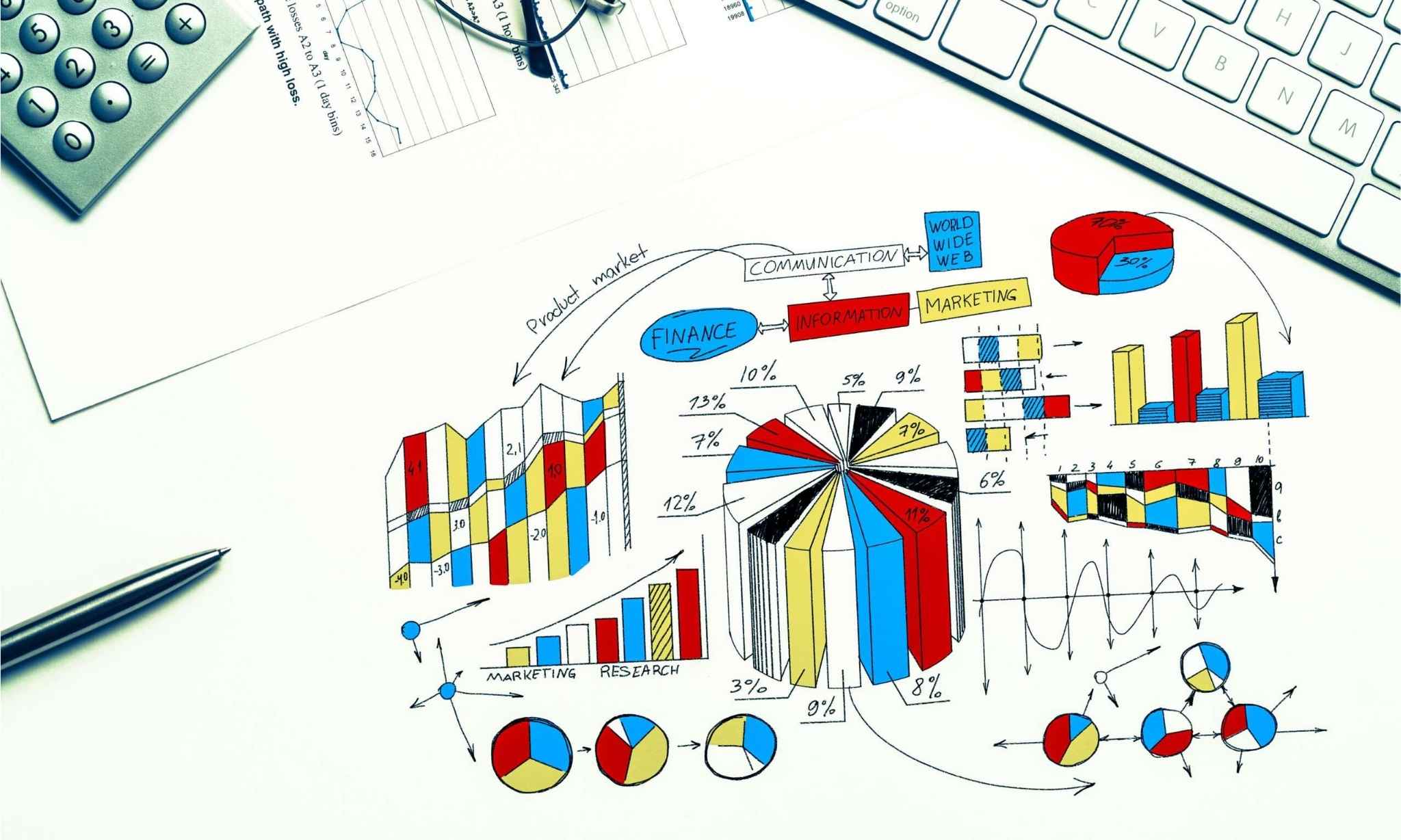 Business planning charts and graphs on desk representing entity structuring strategy for Los Angeles small business owners