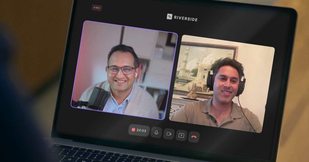 Pankaj Raval and Sahil Chaudry of Carbon Law Group recording Episode 55 of the Letters of Intent podcast on Riverside, discussing the CAPE tariff refund process for importers and small businesses.