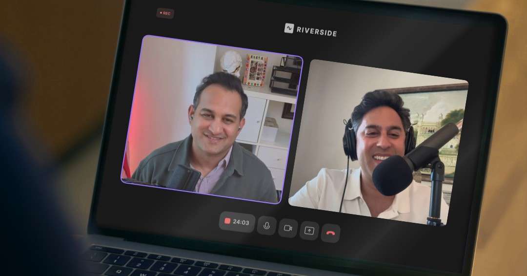 Pankaj Raval and Sahil Chaudry of Carbon Law Group recording a Letters of Intent podcast episode on Riverside, discussing AI voice cloning risks and how founders and small business owners can protect their vocal IP through trademark law, contract drafting, and data sovereignty strategies.