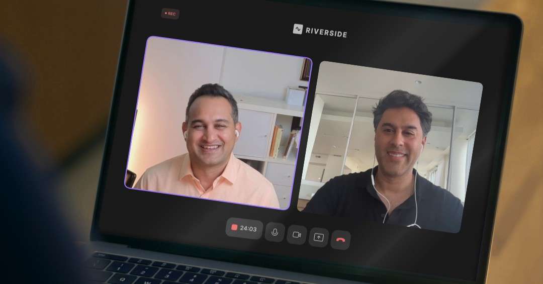 Pankaj Raval and Sahil Chaudry recording a Letters of Intent podcast episode on the right of publicity and AI clones