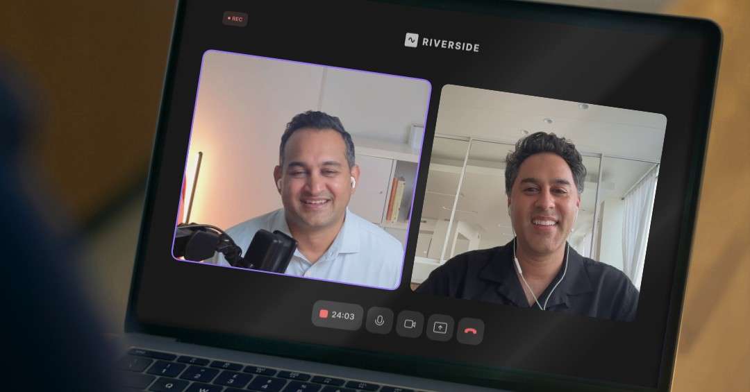 Pankaj Raval and Sahil Chaudry recording an episode of the Letters of Intent podcast about service and legal practice